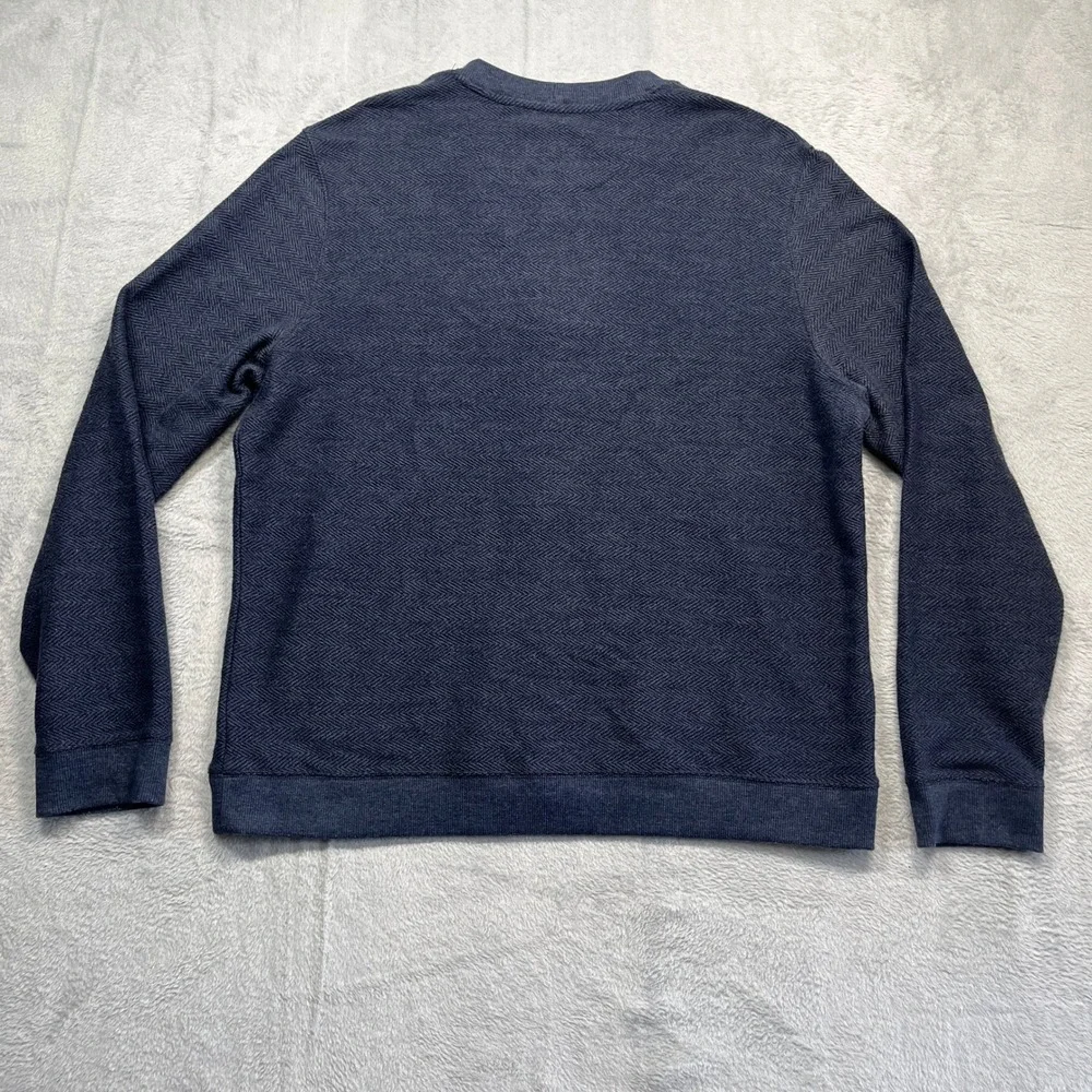 Joseph Abboud Cardigan Sweater Men XL Blue Herringbone Elbow Patch M261826 F17